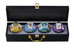 Set 4 tazas "Yazhen" porcelana Gonfu pintura Ling